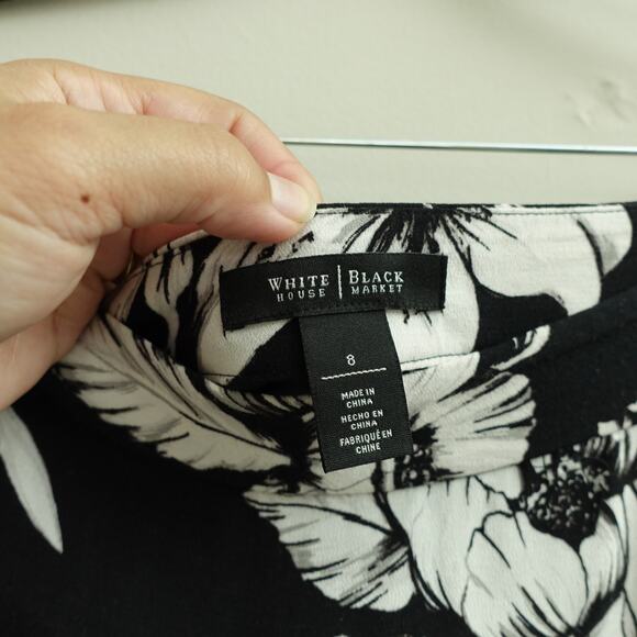 White House Black Market Womens Flutter Mini Skirt White Floral Pattern Size 8 - Picture 3 of 7